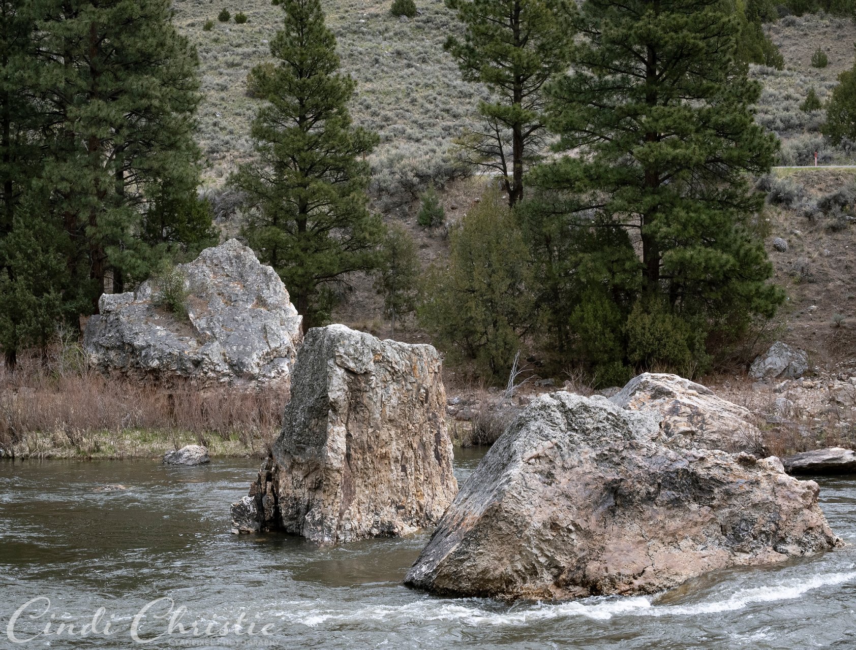 Large boulders in the Salmon River were Dugout Dick's neighbors.