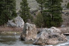 Large boulders in the Salmon River were Dugout Dick's neighbors.
