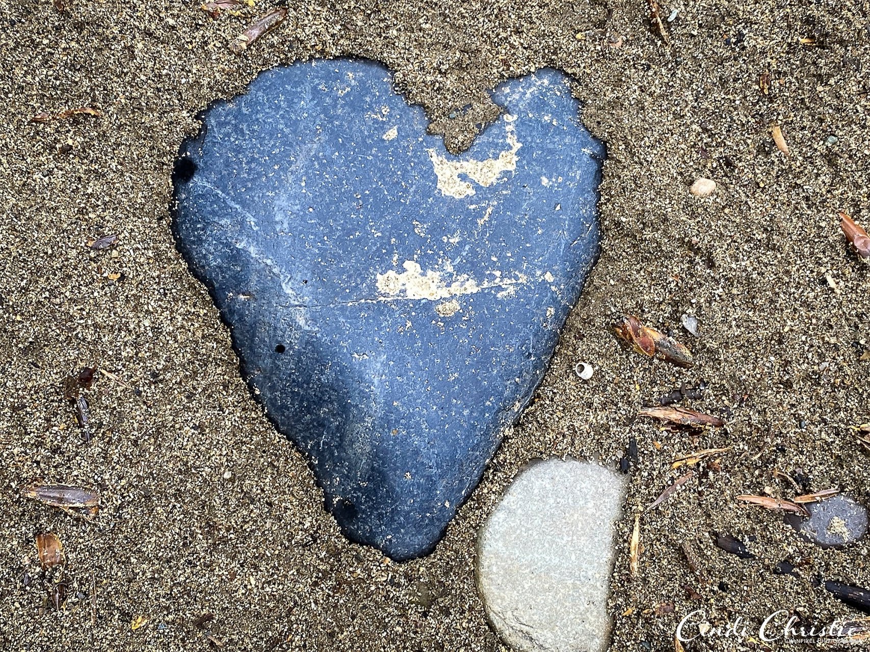 A heart-shaped rock is found at the city’s Island Park on Monday, May 24, 2021, in Salmon, Idaho.  (© 2021 Cindi Christie/Cyanpixel)