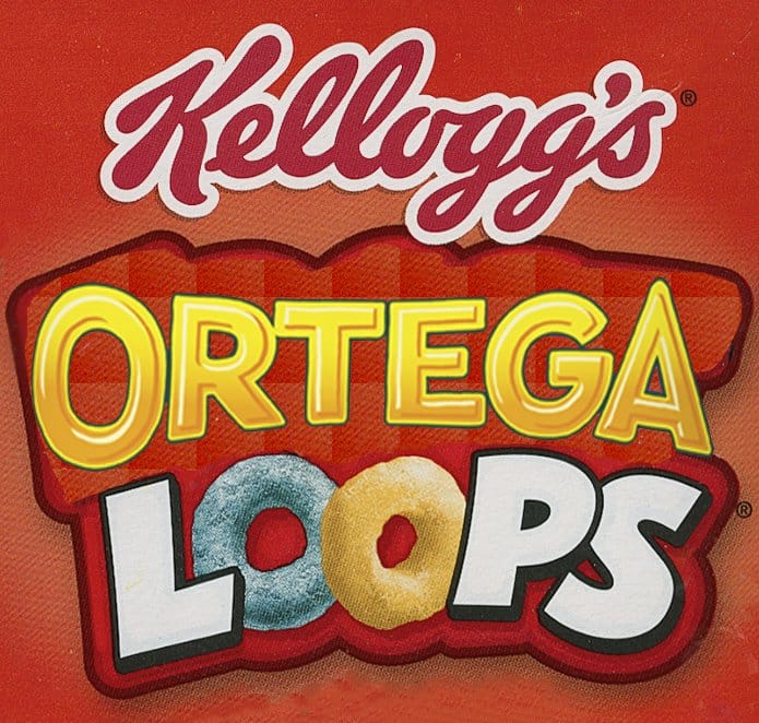 2022: Logos for Froot Loops and Ortega green chiles are blended.